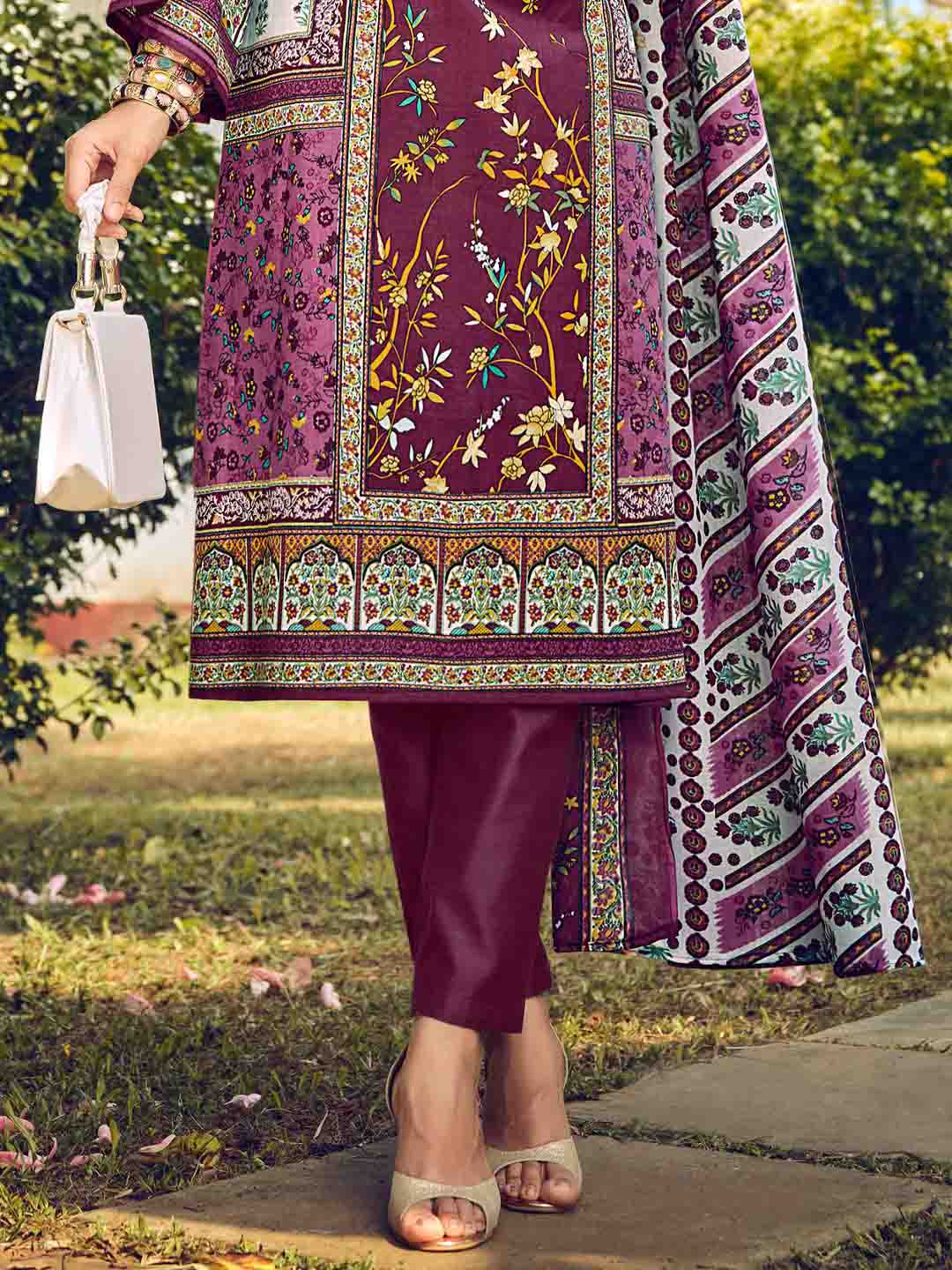 Pakistani Print Unstitched Cotton Salwar Suit Material for Women