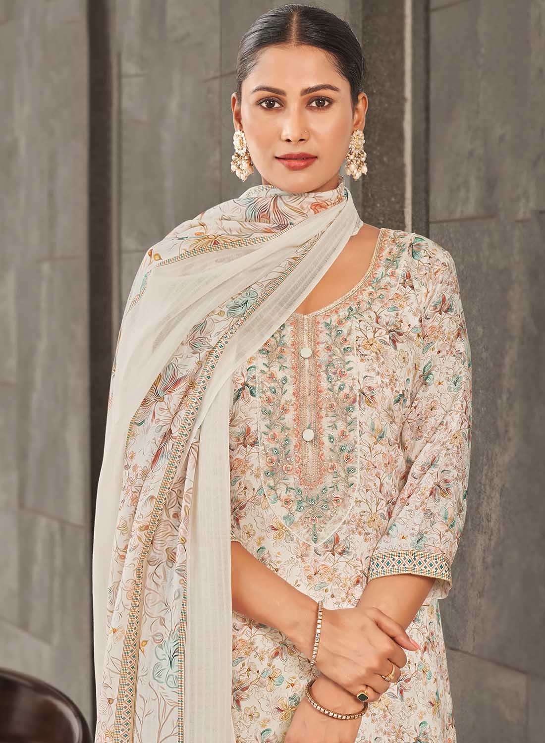 Women's Unstitched Cotton Satin Suit Fabric Dress Material with Dupatta