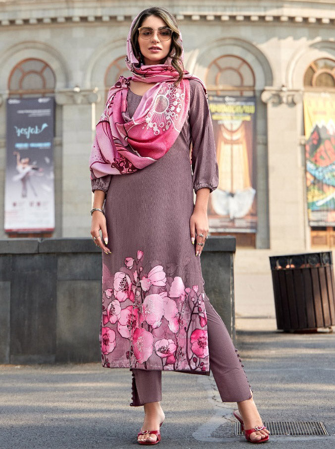 YesFab Sheen Woolen Winter Unstitched Suit Dress Material for Ladies