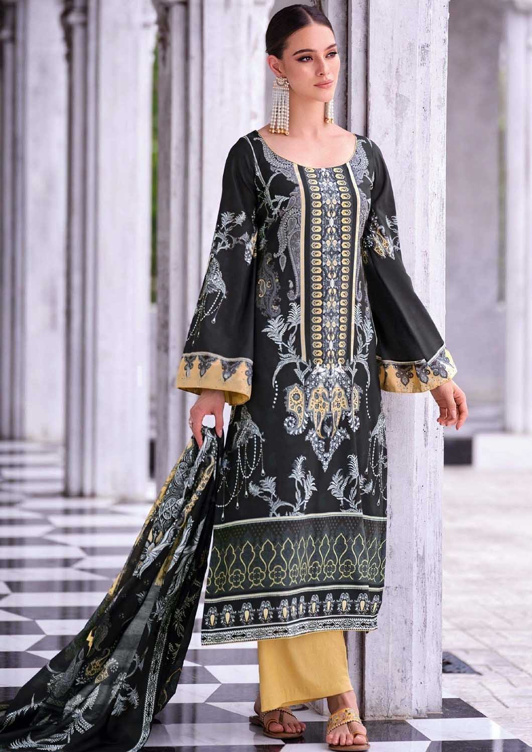 Yesfab Kashmiri Print Black Lawn Cotton Unstitched Women Suit – Stilento