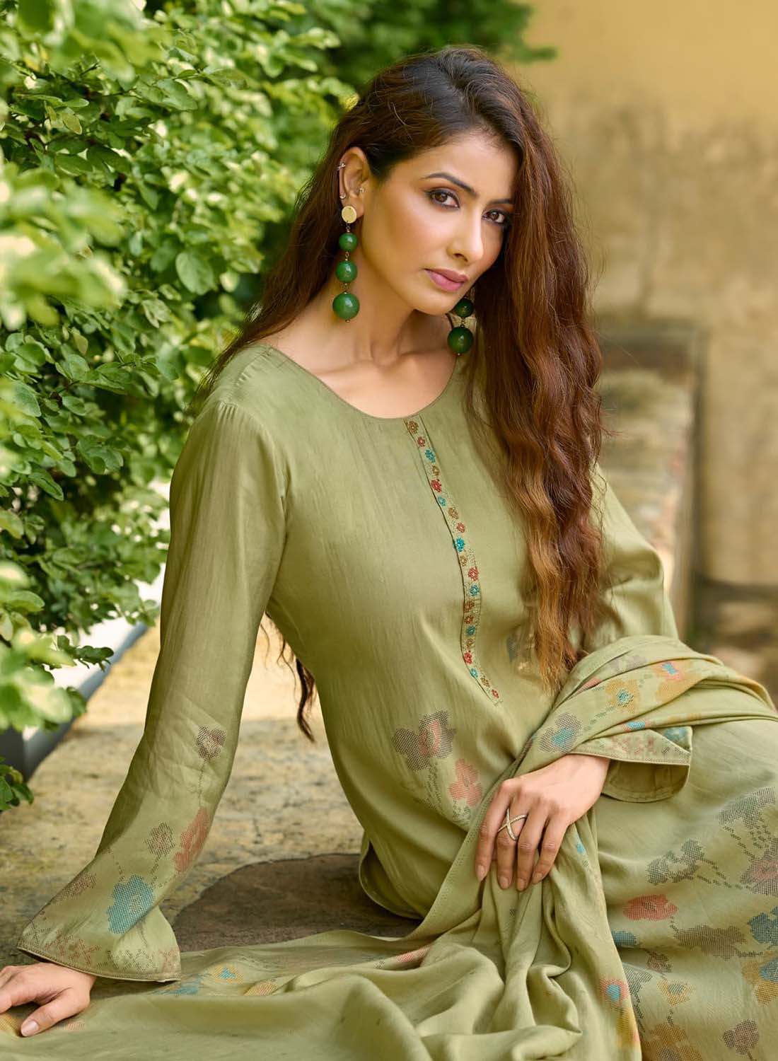 Fancy Pure Muslin Silk Unstitched Salwar Suit Material for Women