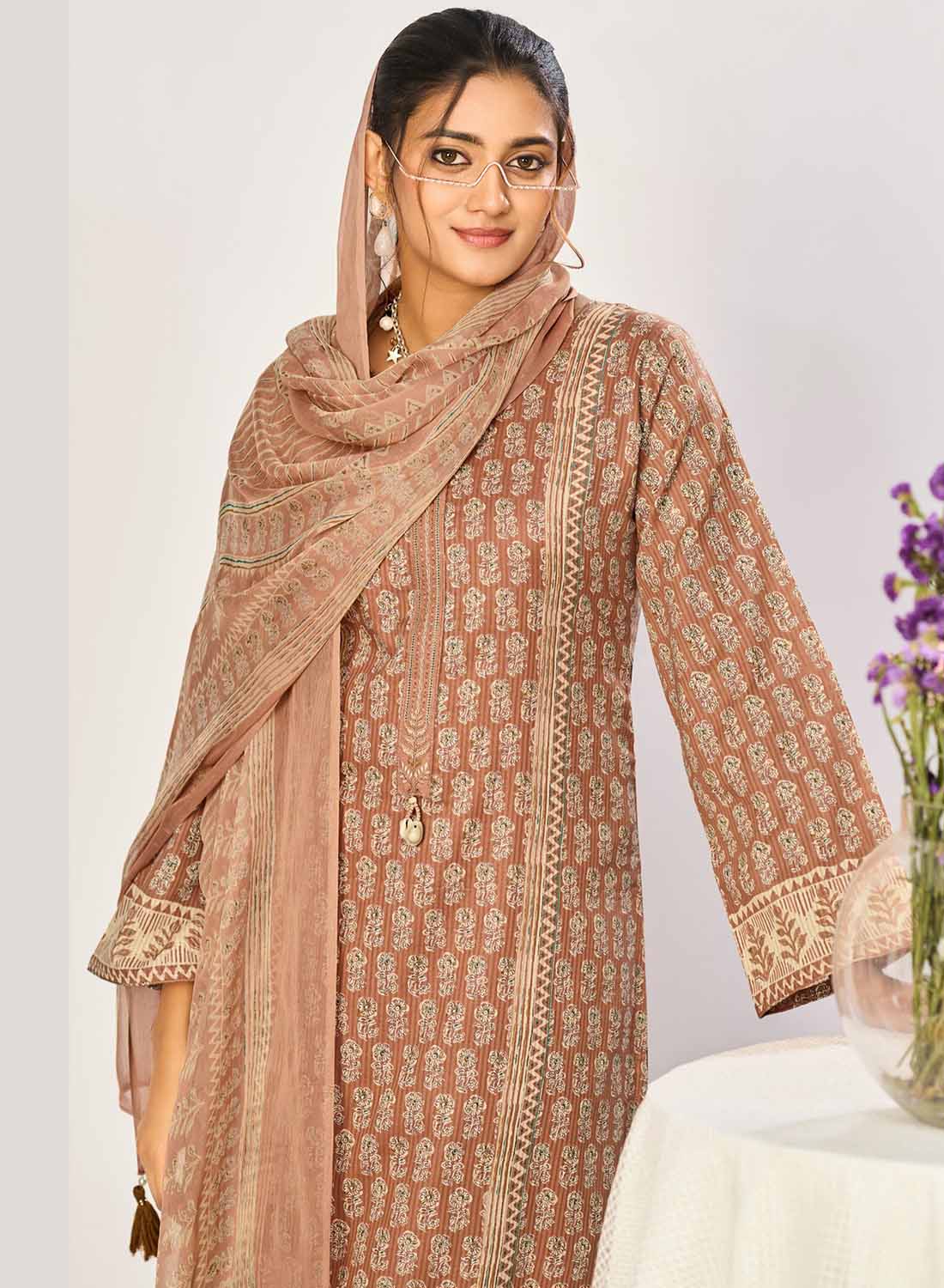 Pure Cotton Unstitched Suit Material with Dupatta for Women