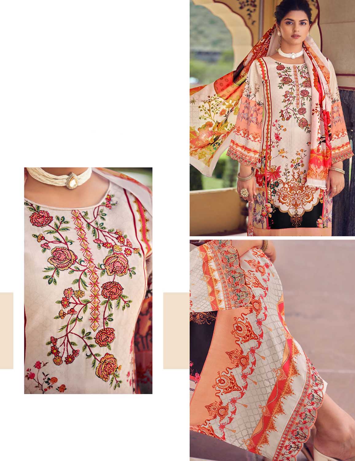 Belliza Unstitched Women Salwar Suit Material Fabric with Dupatta