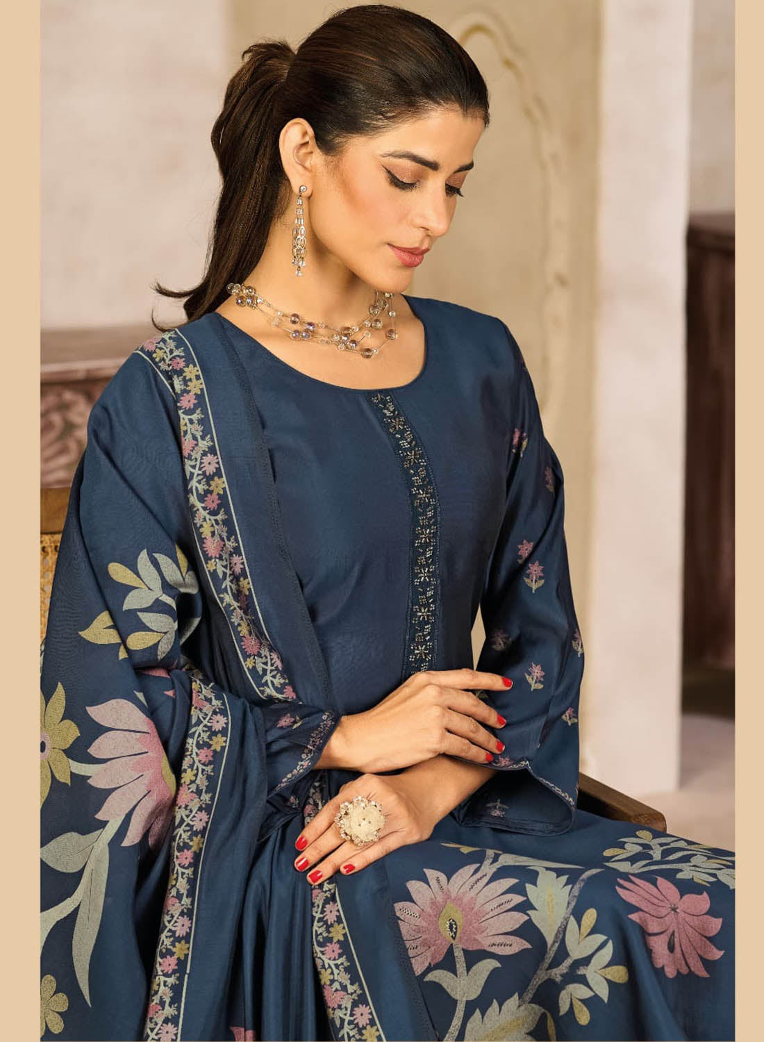 Party Wear Muslin Silk Unstitched Women Salwar Suit Dress Material