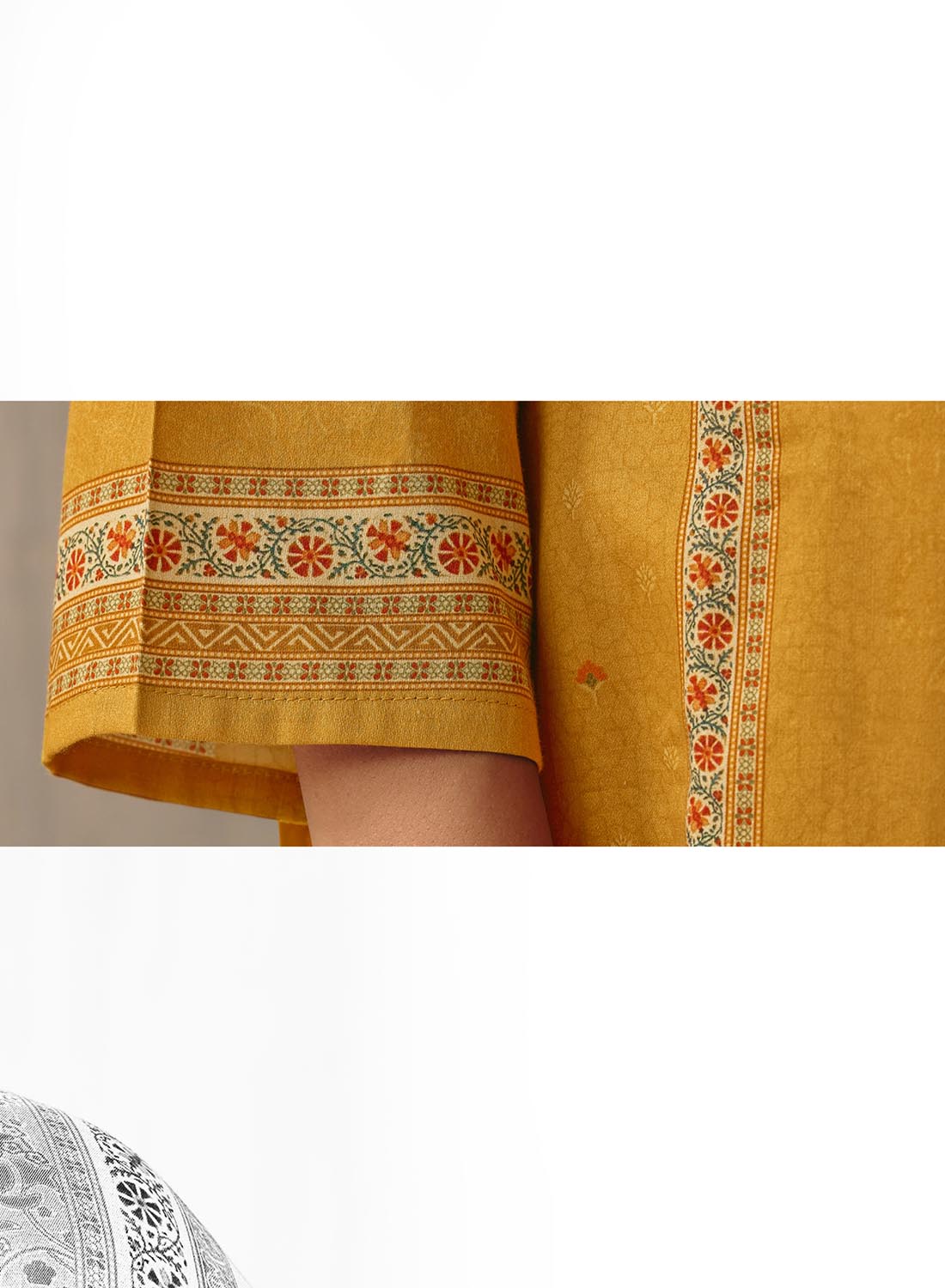 Mustard Unstitched Cotton Salwar Suit Dress Material for Women