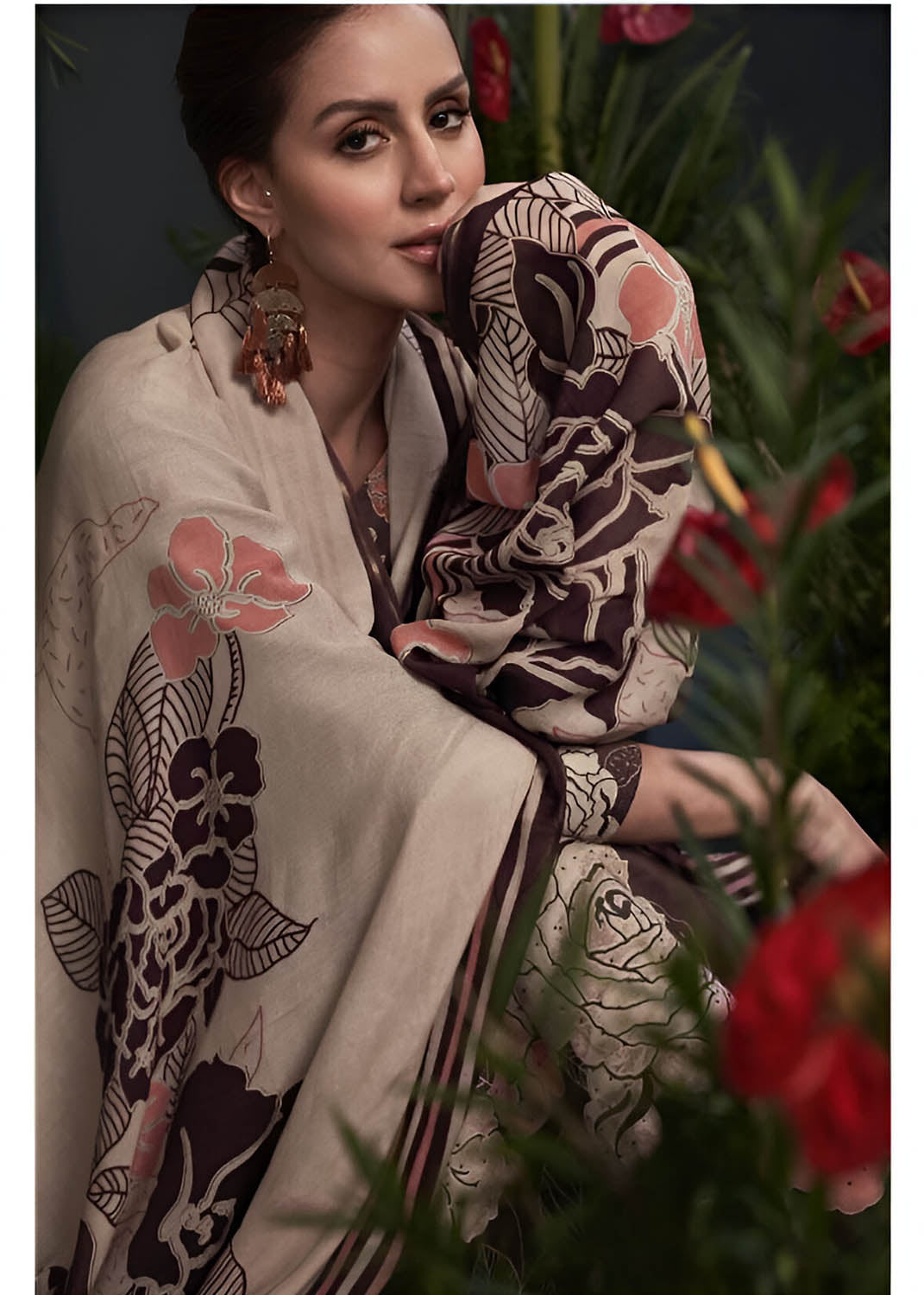 Cotton Silk Unstitched Suit Material with Chiffon Dupatta for Women