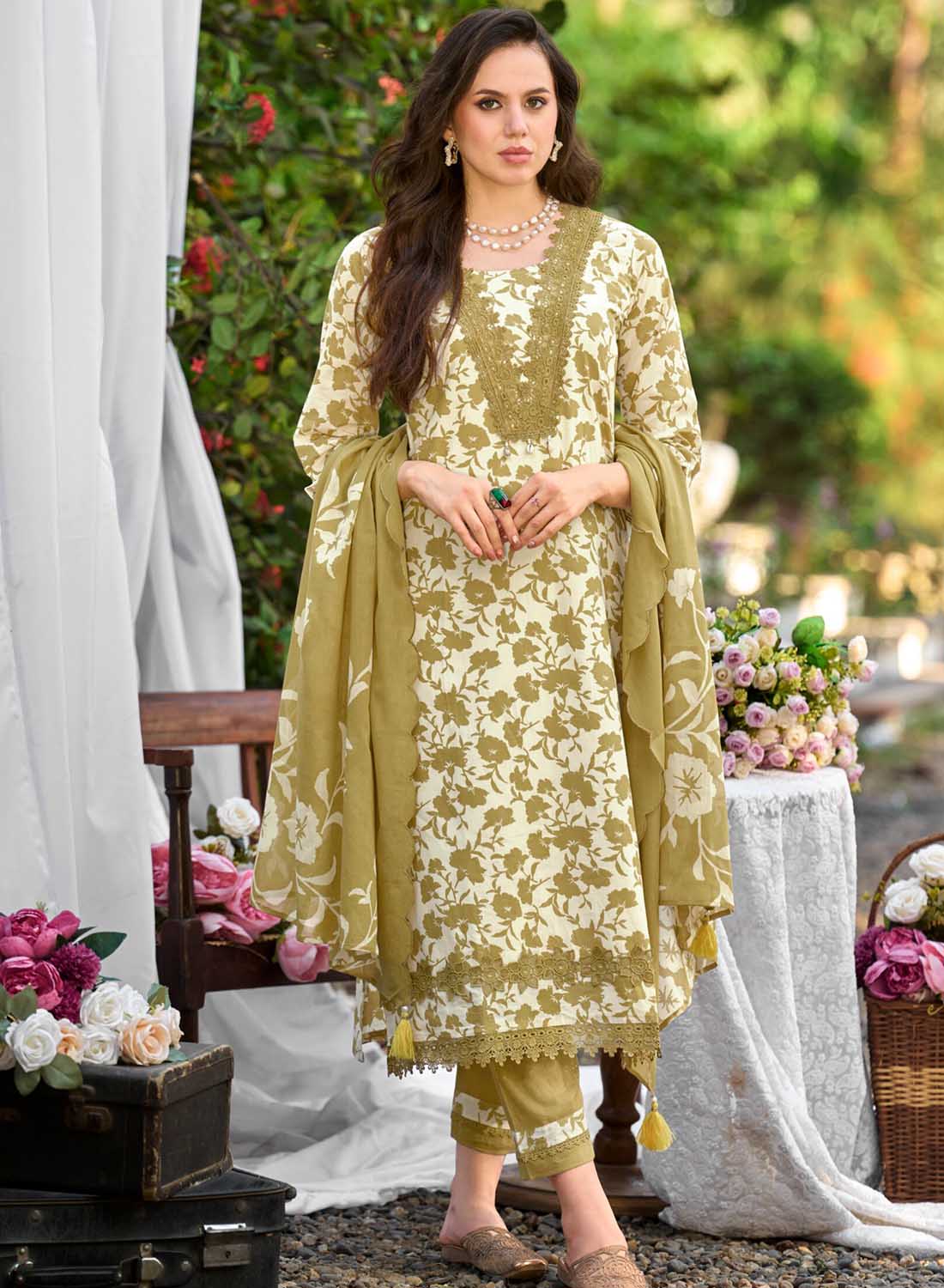 Embroidered Lawn Cotton Unstitched Suit Fabric for Women