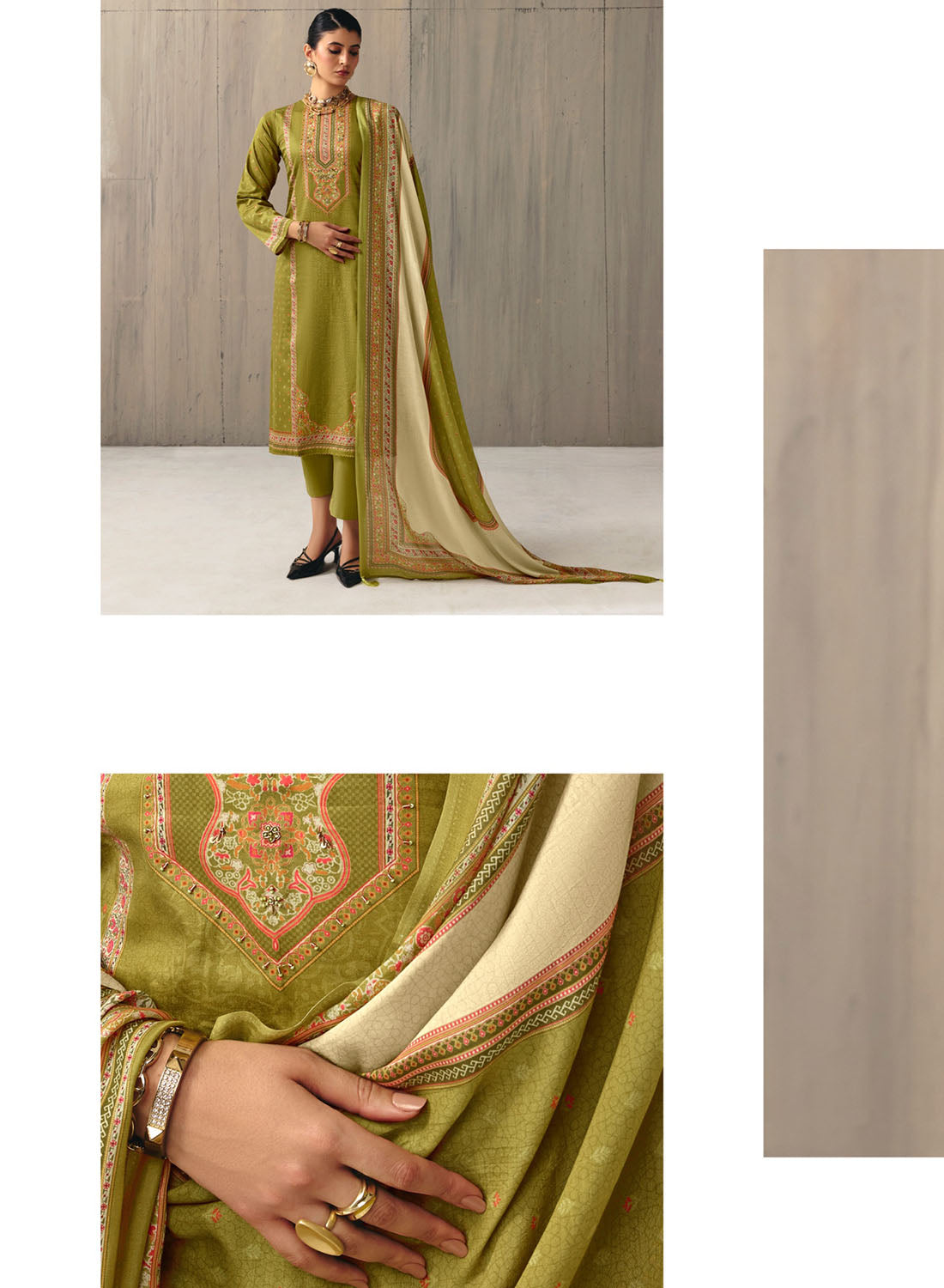 Green Unstitched Cotton Salwar Suit Dress Material for Women