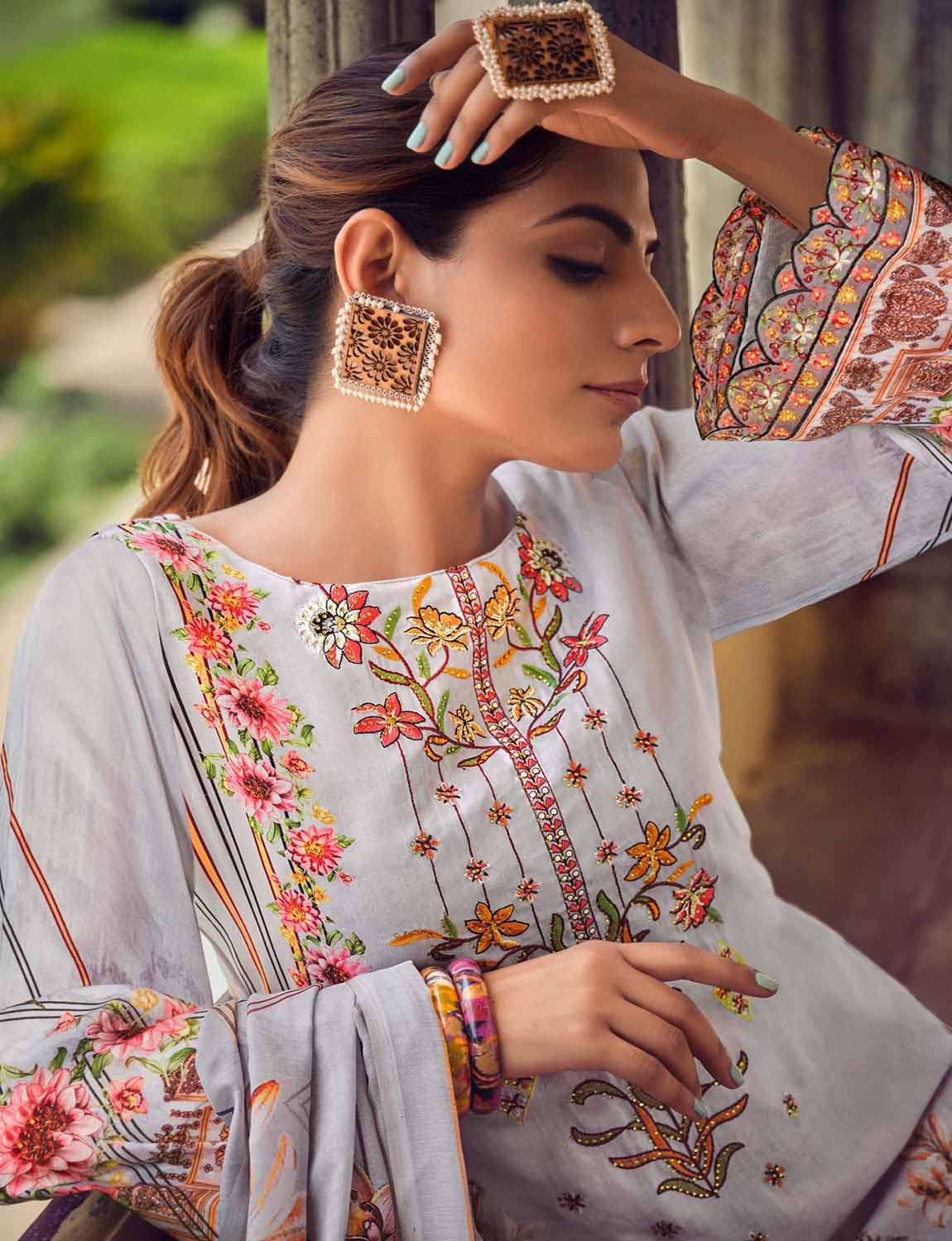 Belliza Unstitched Women Grey Salwar Suit Fabric Dress Materials