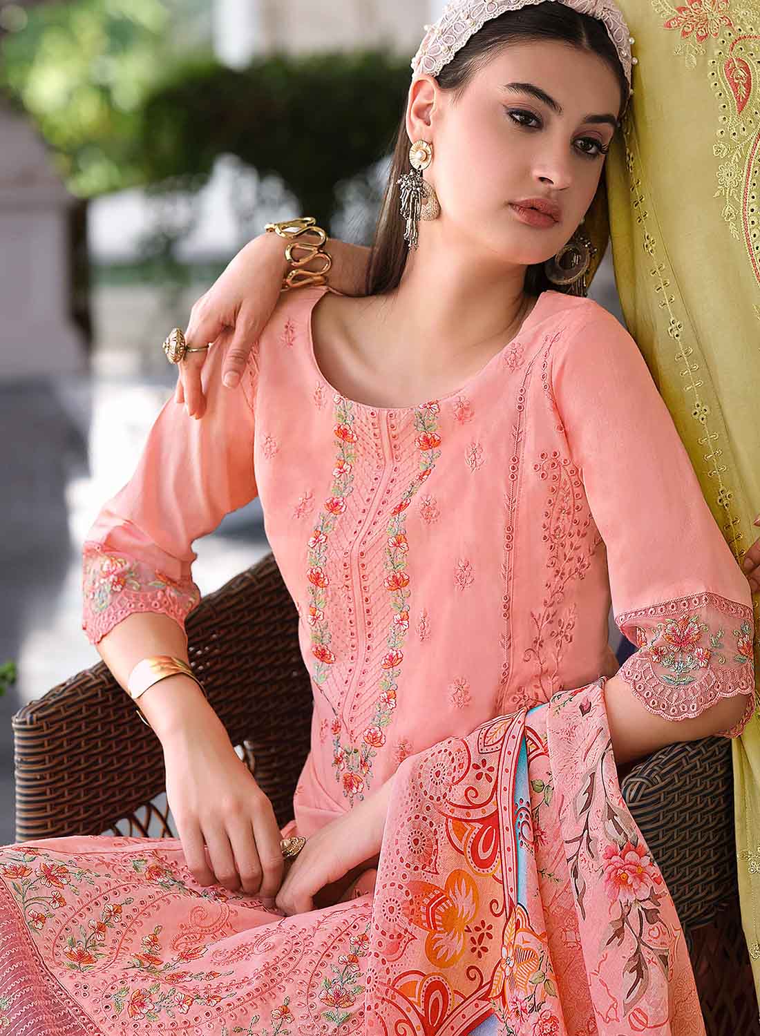 Unstitched Cotton Pakistani Salwar Suit Material with Embroidery for Women