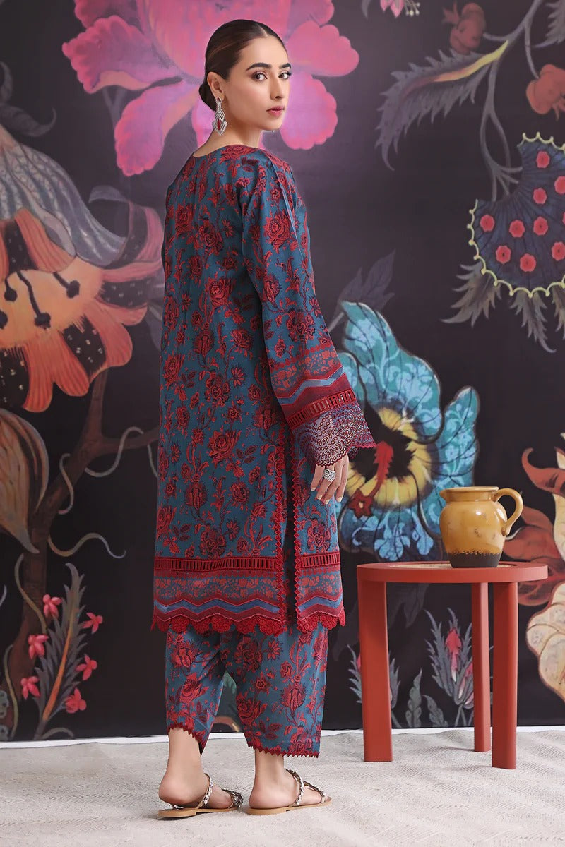 Jade Flora Embrodiered Red Pakistani Lawn Suits