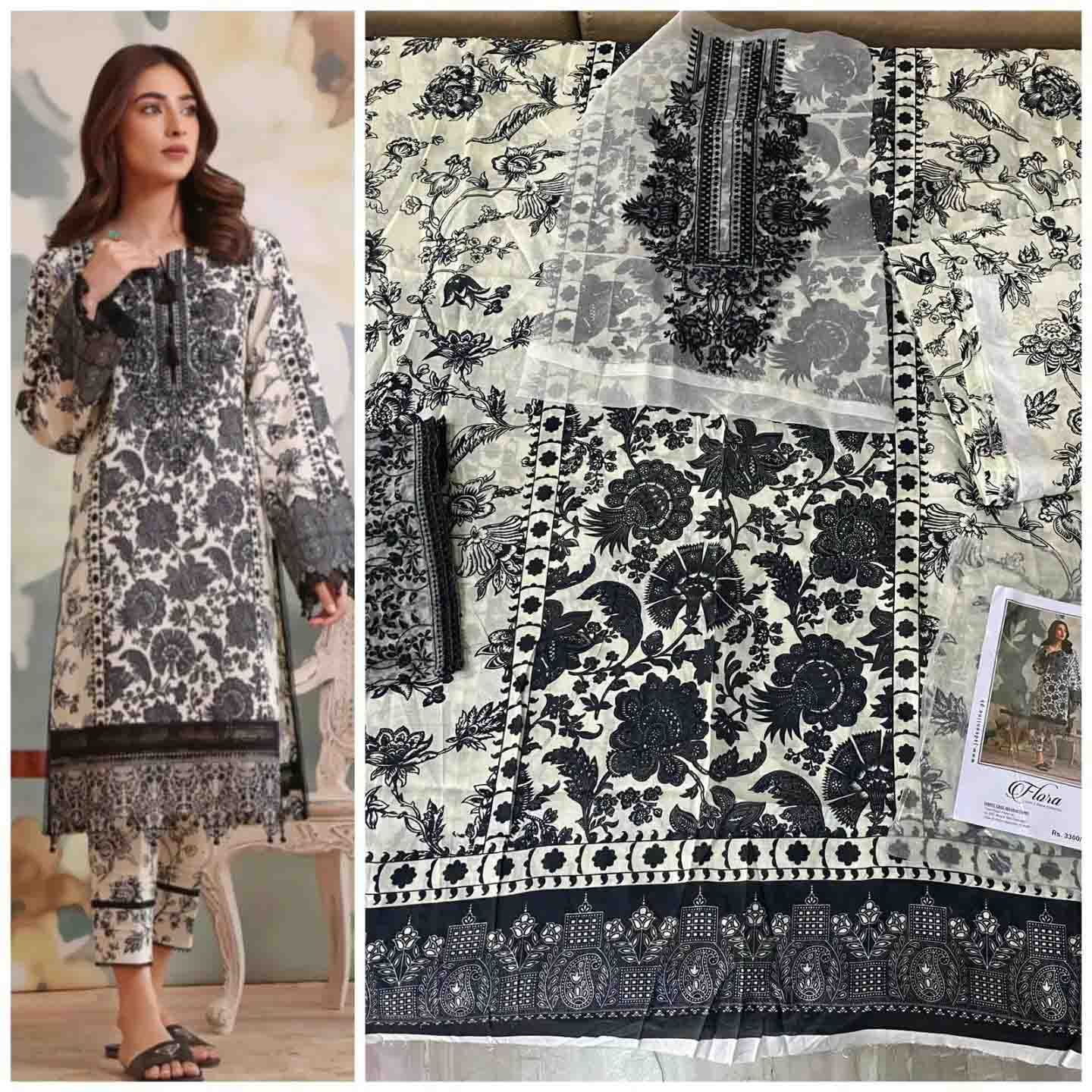 Jade Flora Embrodiered Black Pakistani Lawn Suits
