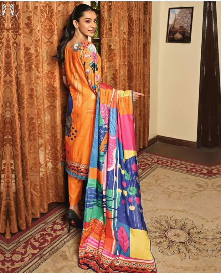 Mirha Printed Unstitched Lawn Pakistani Suit with Embroidery
