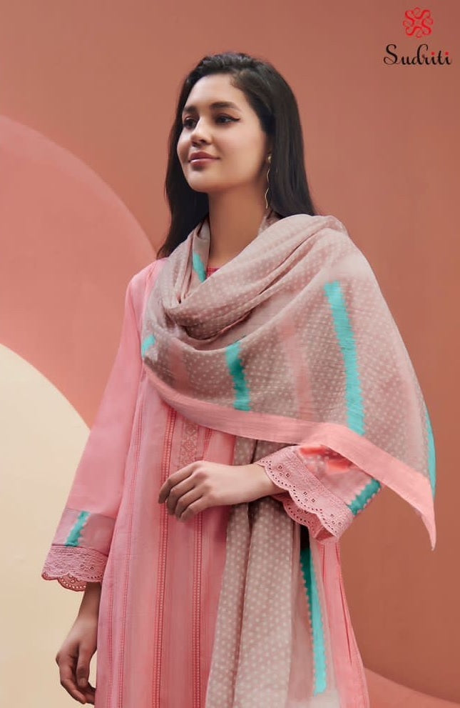 Sudriti Sahiba Cambric Cotton Unstitched Suits Material with Embroidery