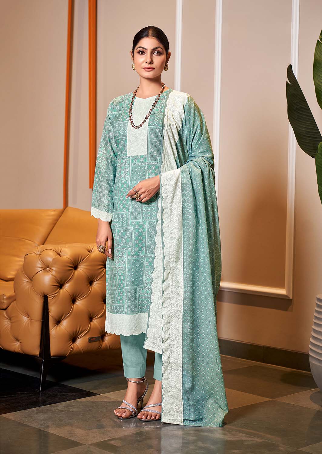 Unstitched Printed Cotton Suit Set Dress Material with Dupatta – Stilento