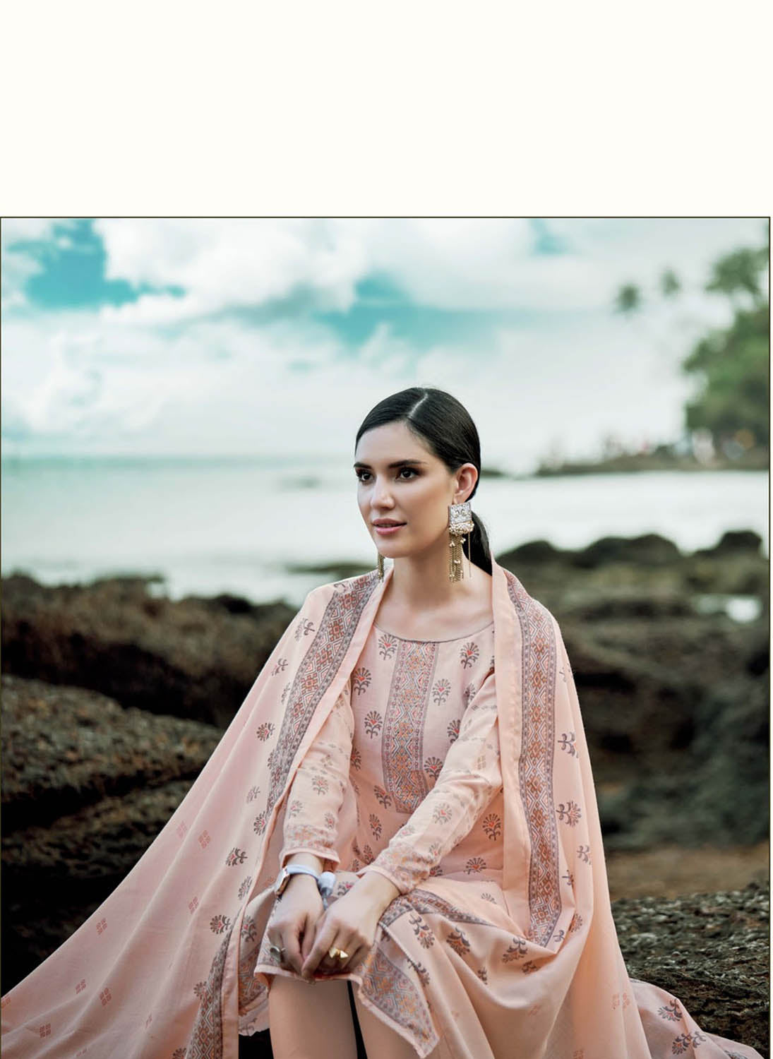 Sargam Unstitched Orange Cotton Suits Dress Materials