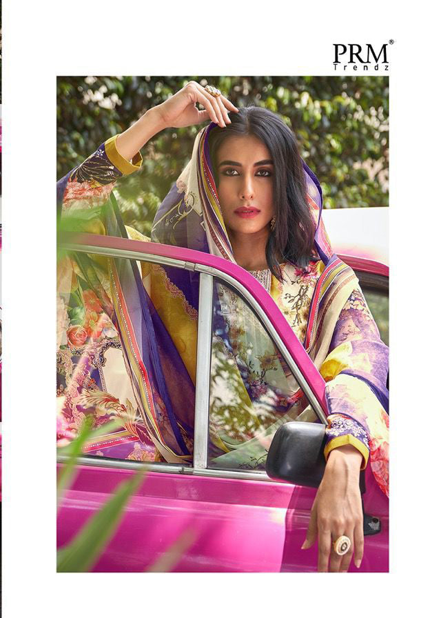 PRM Unstitched Jam Silk Suits With Fancy Embroidery
