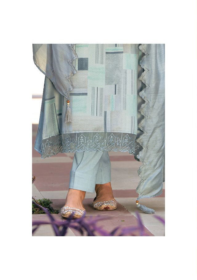 Kilory Pure Pashmina Blue Winter Unstitched Suits Set