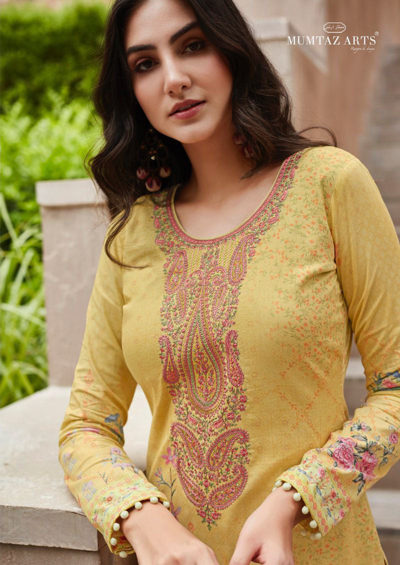 Mumtaz Arts Unstitched Lawn Cotton Suit With Embroidery