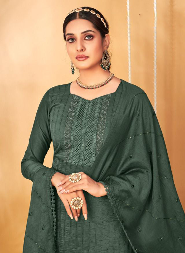 Unstitched Party Wear Chinon Dress Material Suits