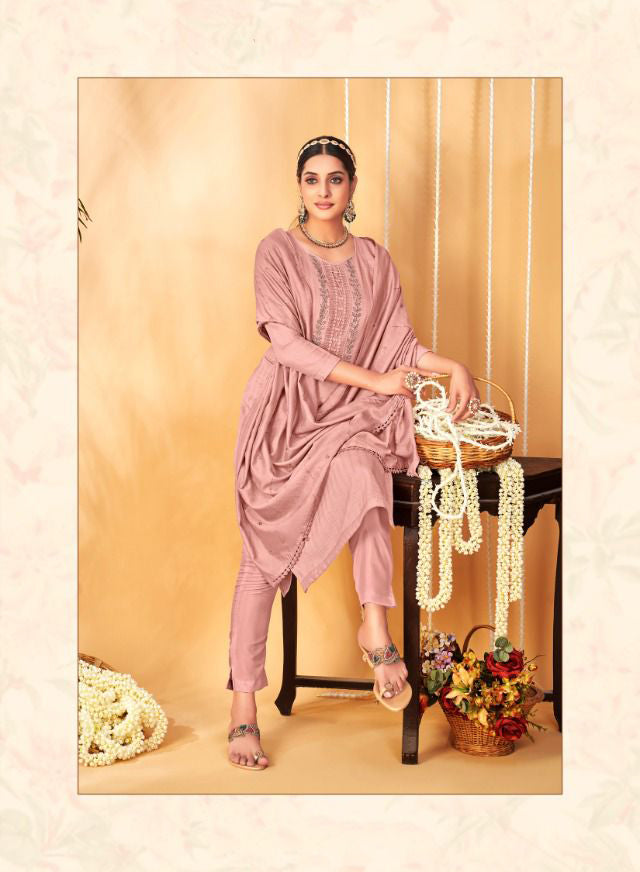 Unstitched Party Wear Chinon Dress Material Suits