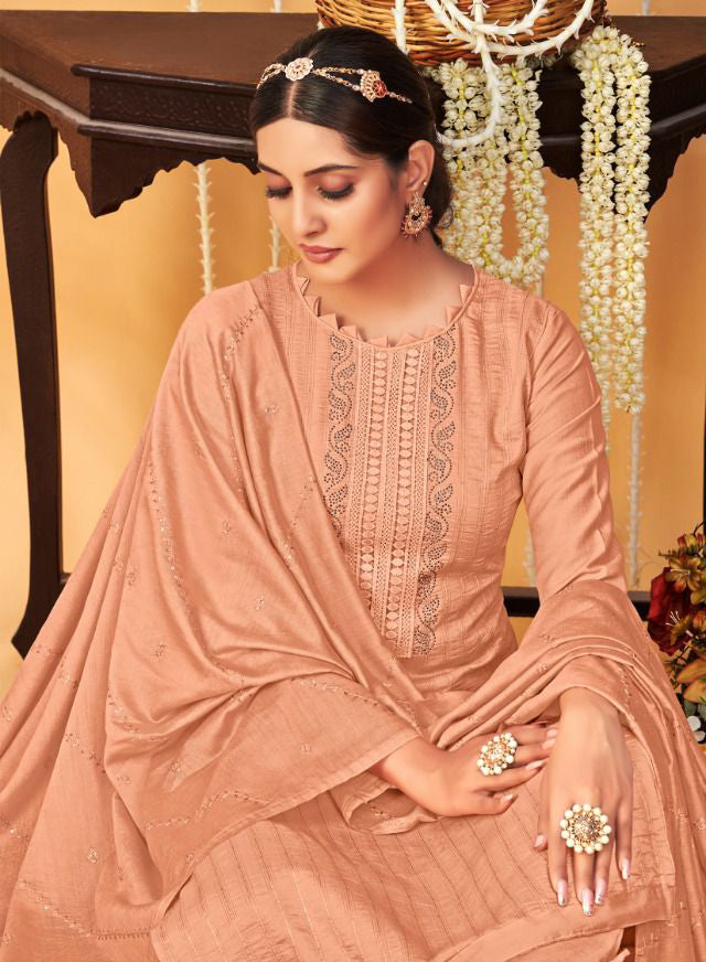 Unstitched Party Wear Chinon Dress Material Suits