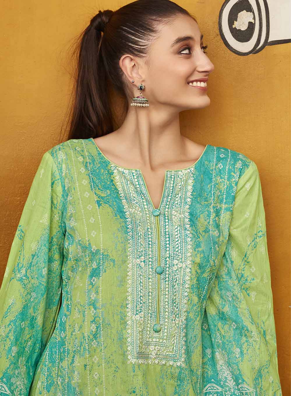 Mumtaz Pure Lawn Cotton Unstitched Suit Material with Embroidery