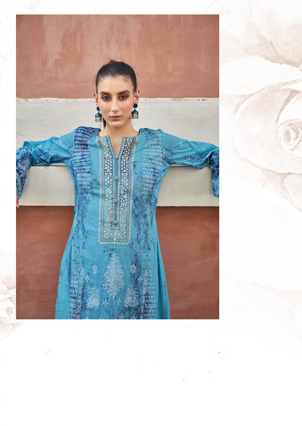 Mumtaz Pure Lawn Cotton Unstitched Suit Material with Embroidery
