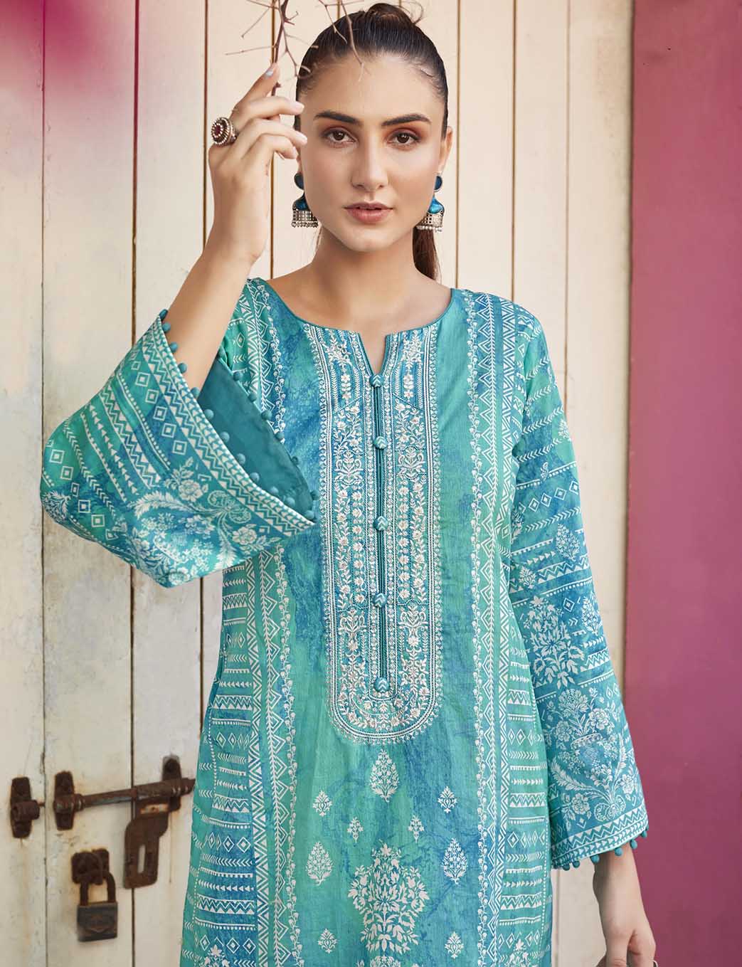 Mumtaz Pure Lawn Cotton Unstitched Suit Material with Embroidery