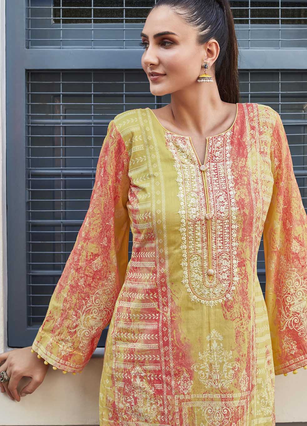Mumtaz Pure Lawn Cotton Unstitched Suit Material with Embroidery