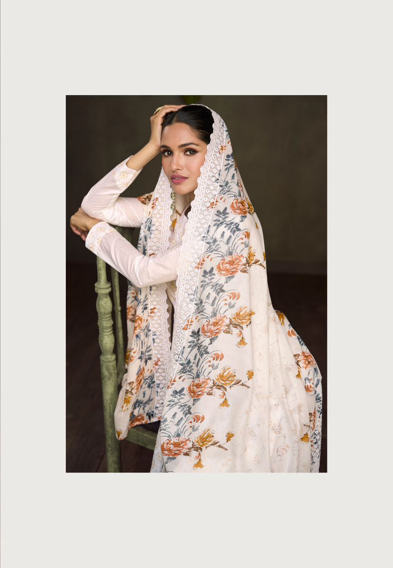 Mumtaz Arts Unstitched Lawn Cotton Suit with Embroidery