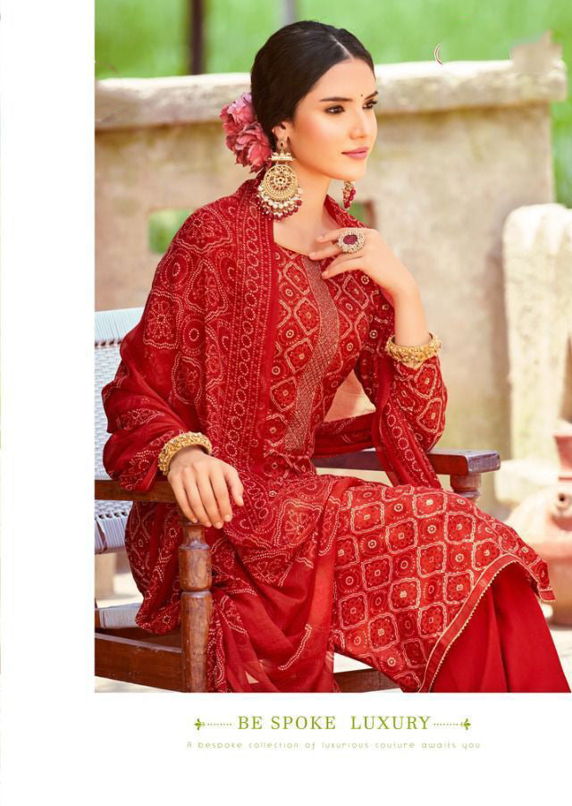 Sujyoti Unstitched Slub Cotton Printed Suit With Embroidery