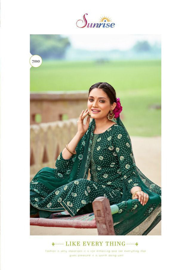 Sujyoti Unstitched Slub Cotton Printed Suit With Embroidery