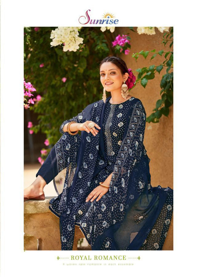 Sujyoti Unstitched Slub Cotton Printed Suit With Embroidery