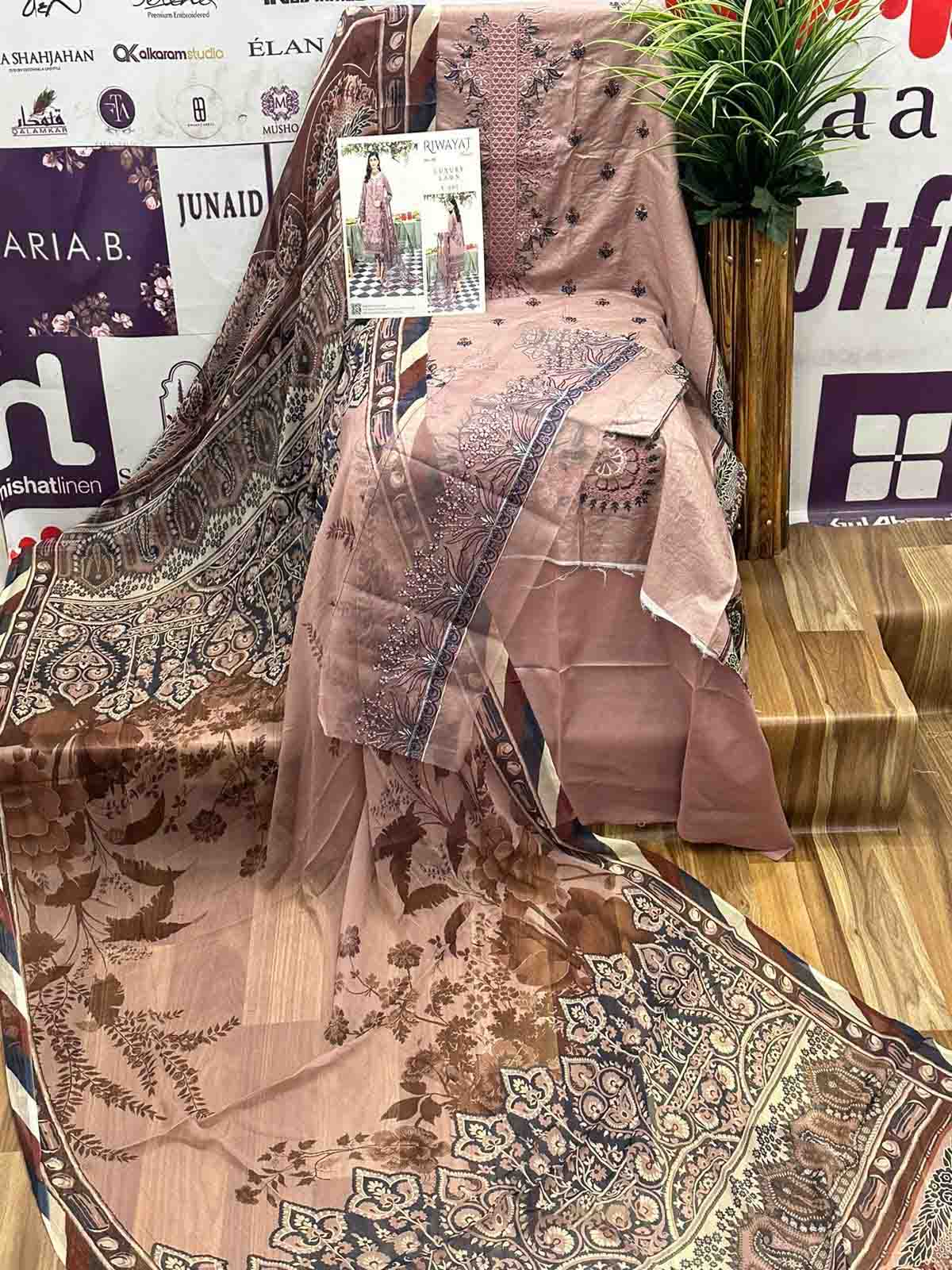 Ramsha Riwayat Luxury Lawn Pakistani Unstitched Suit Y-502