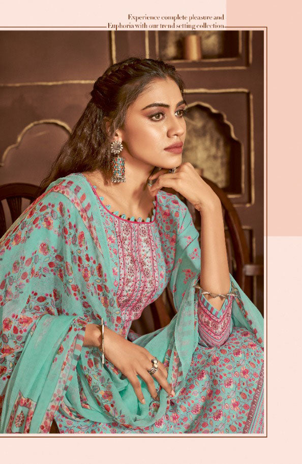 Alok Karachi Unstitched Cotton Salwar Suit Dress Material with Chiffon Dupatta