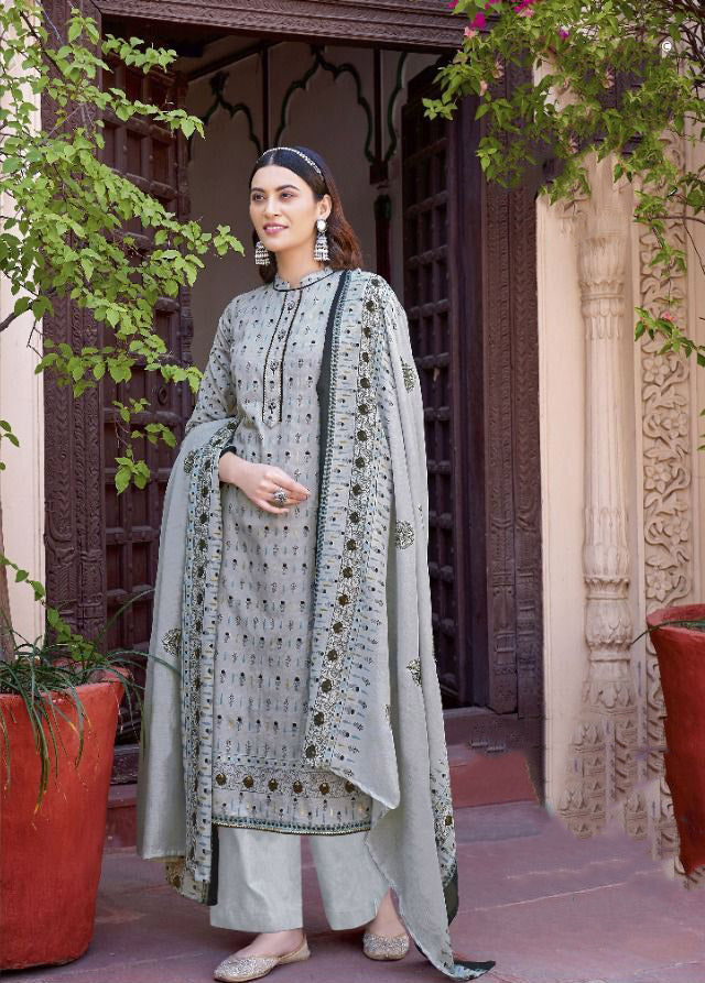 Unstitched Grey Pure Cotton Suits Dress Material Stilento Unstitched Grey Pure Cotton Suits Dress Material Stilento