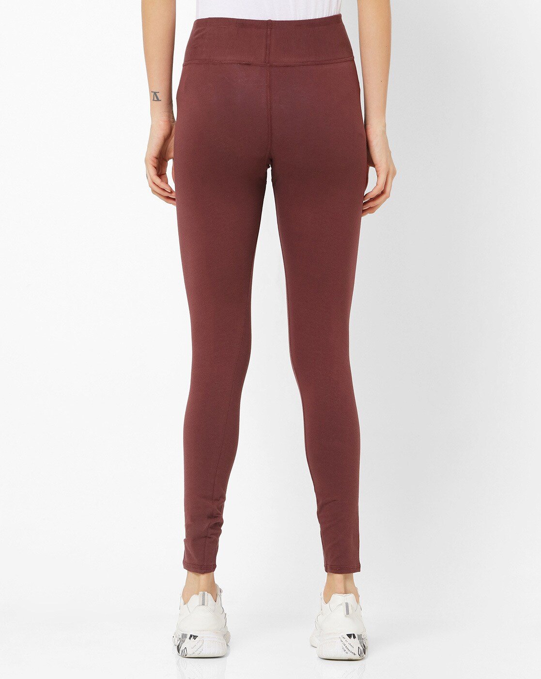 Ankle length Brown stretchable cotton leggings for women