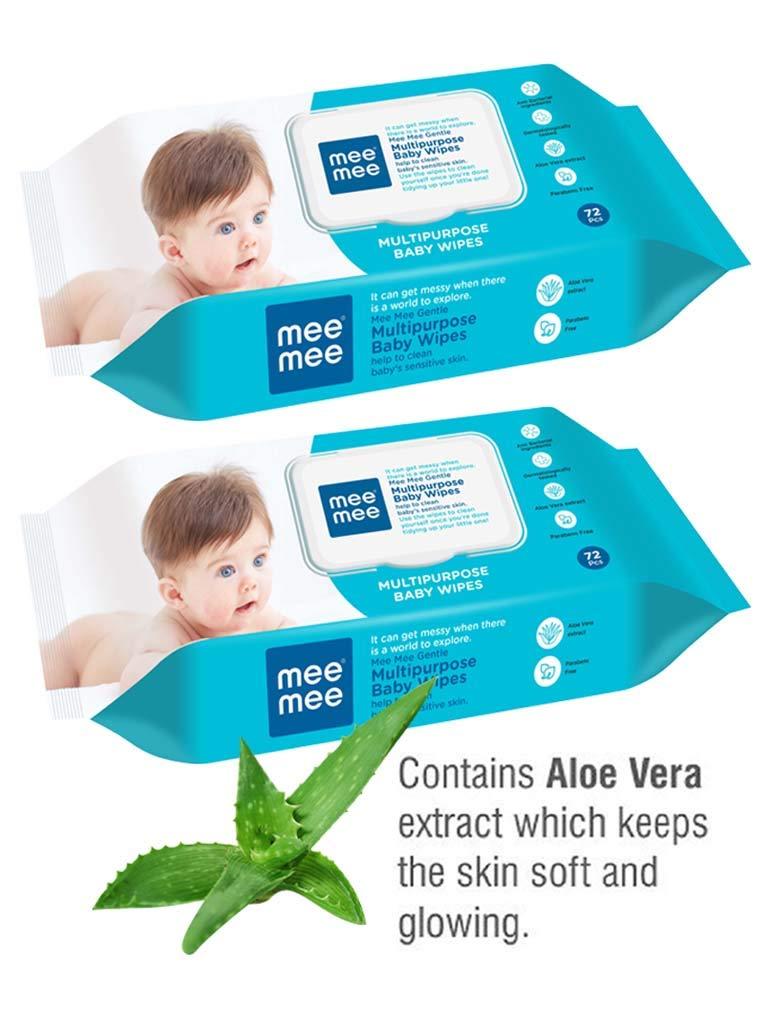 Baby Gentle Aloe Vera Premium Wet Wipes With Lid Pack (Pack of 2) - Stilento