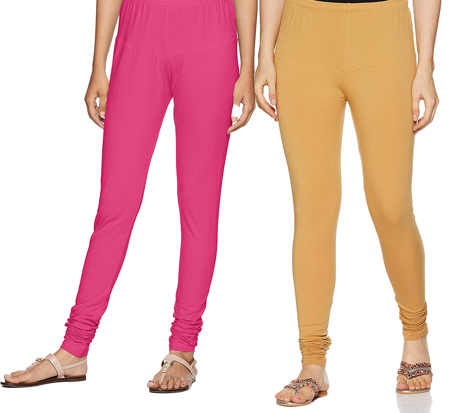 Beige and Pink churidar Leggings for Woman (Pack of 2)