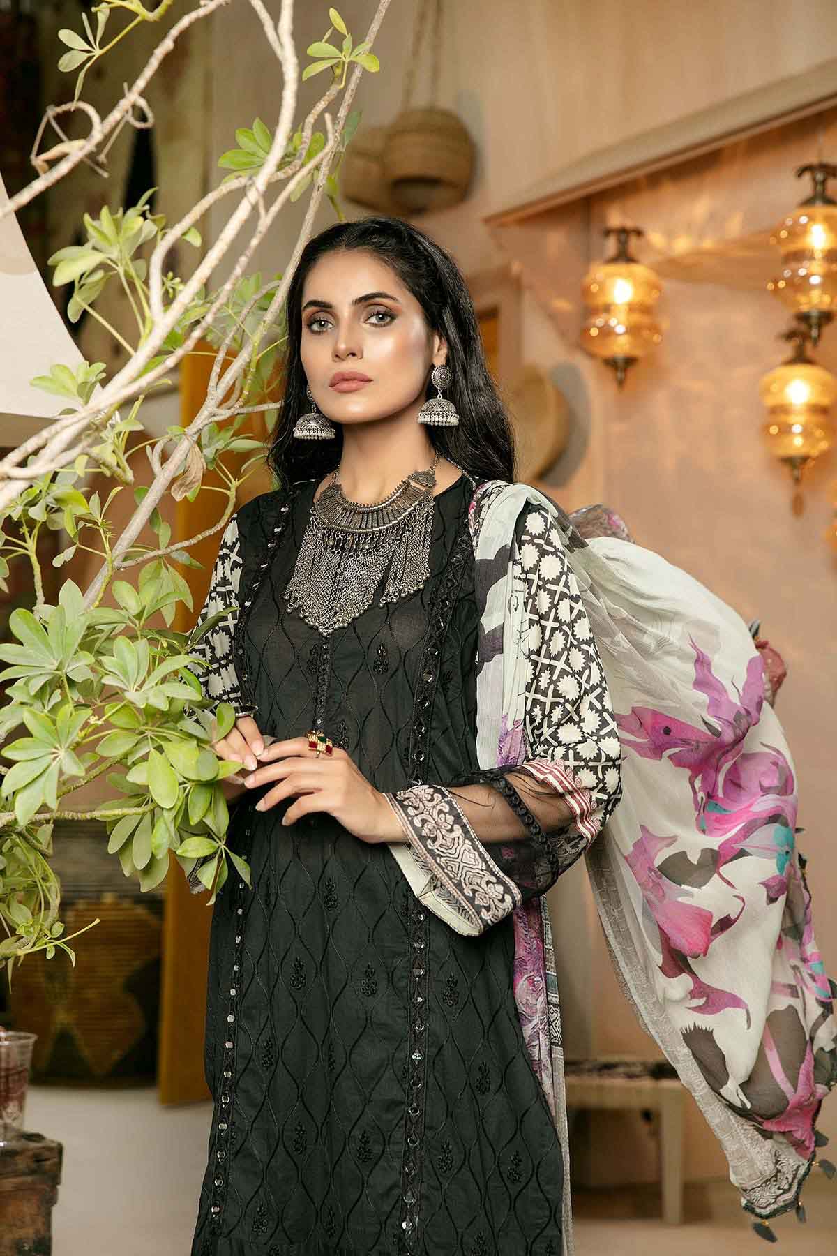Bin Rashid Lawn Chikankari Pakistani Black Suit Collection