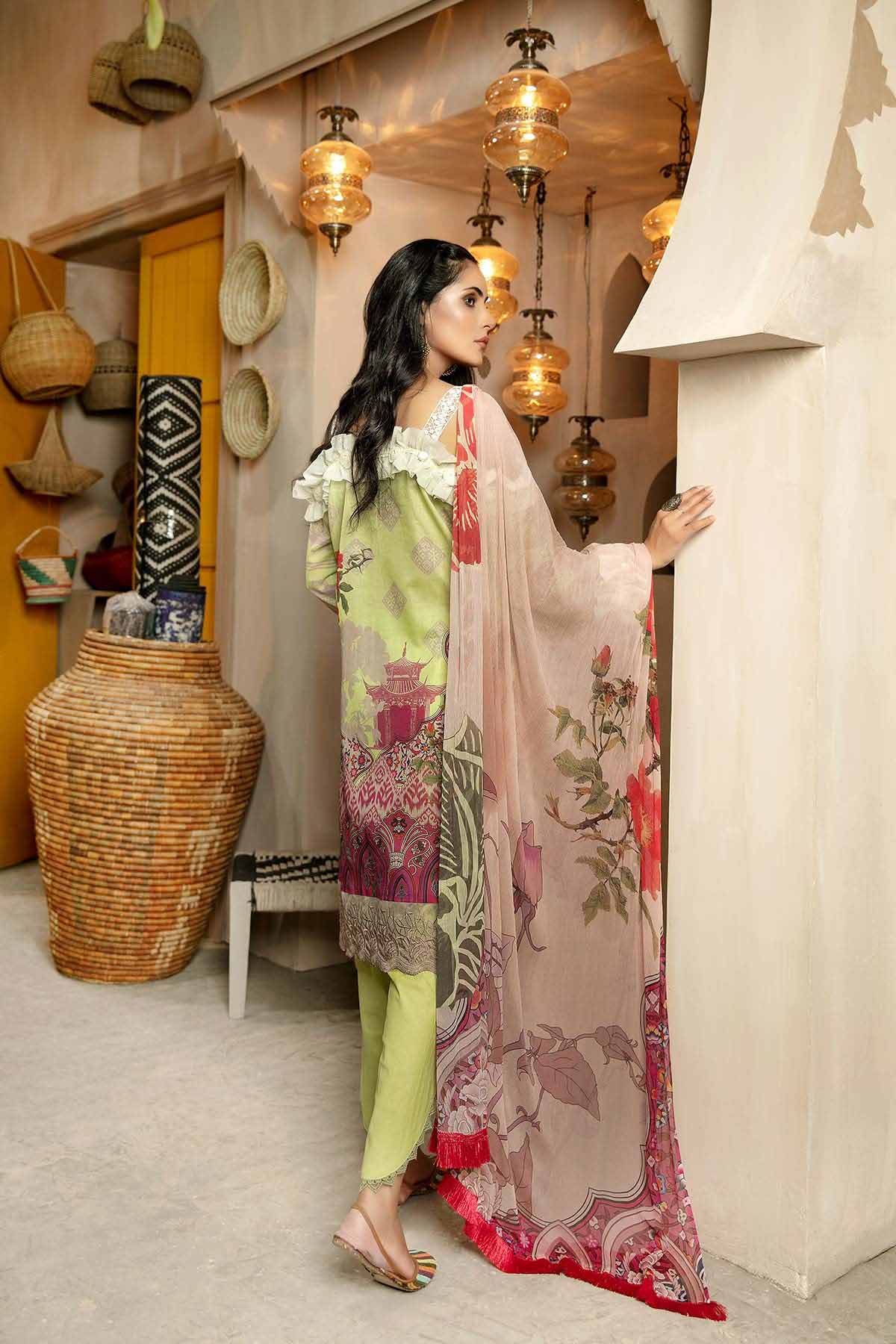 Bin Rashid Lawn Chikankari Pakistani Green Suit Collection