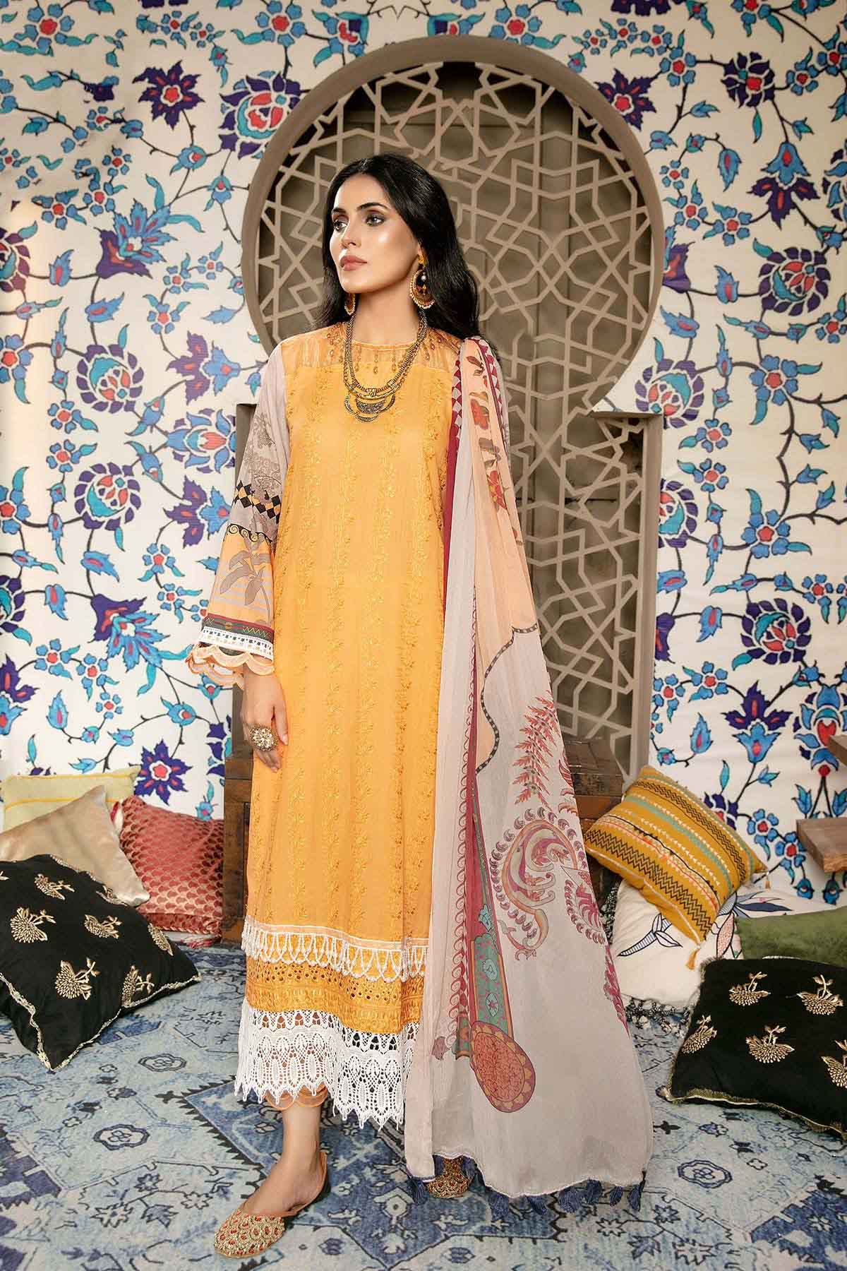 Bin Rashid Lawn Chikankari Pakistani Orange Suits Collection