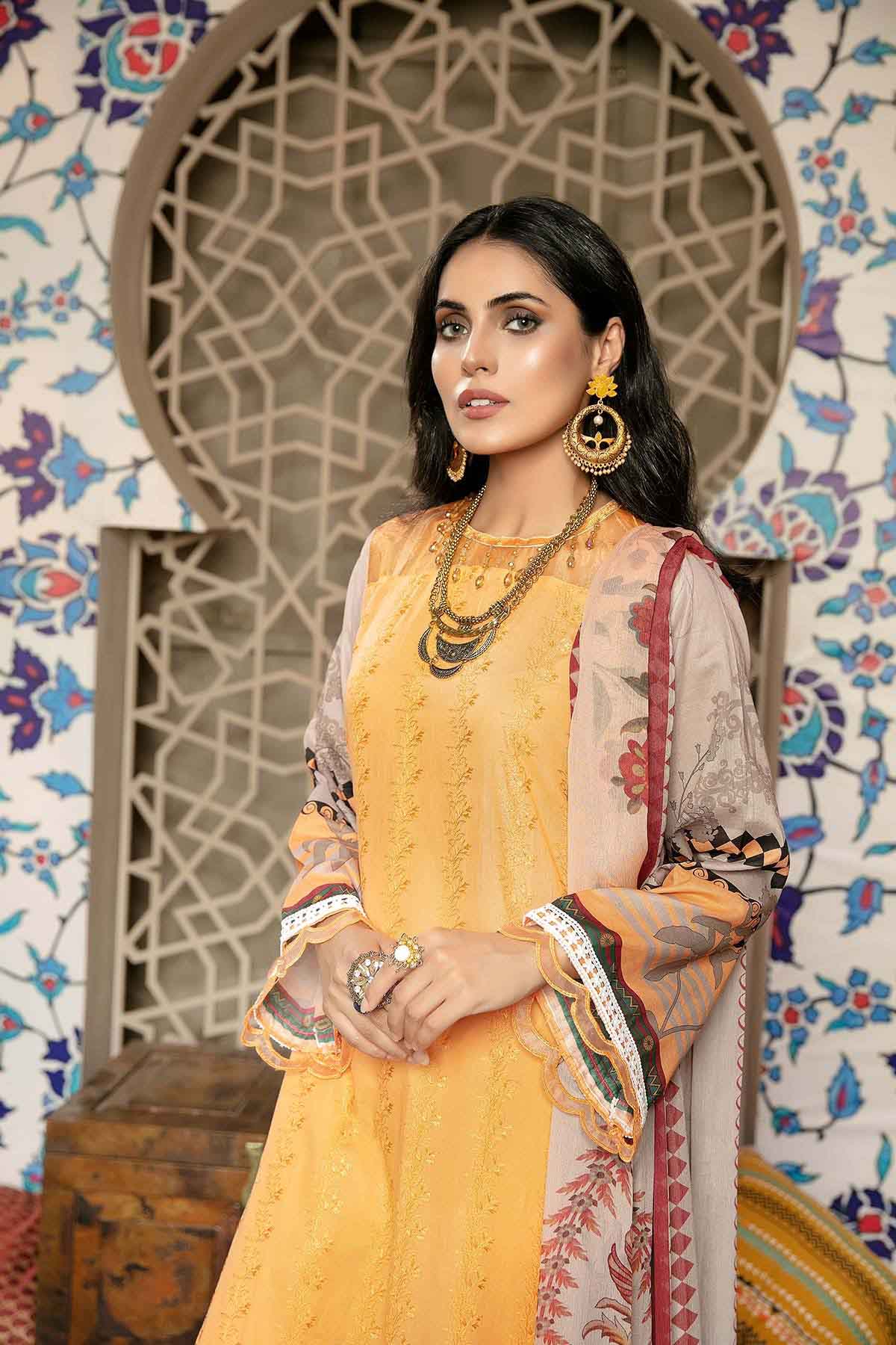 Bin Rashid Lawn Chikankari Pakistani Orange Suits Collection