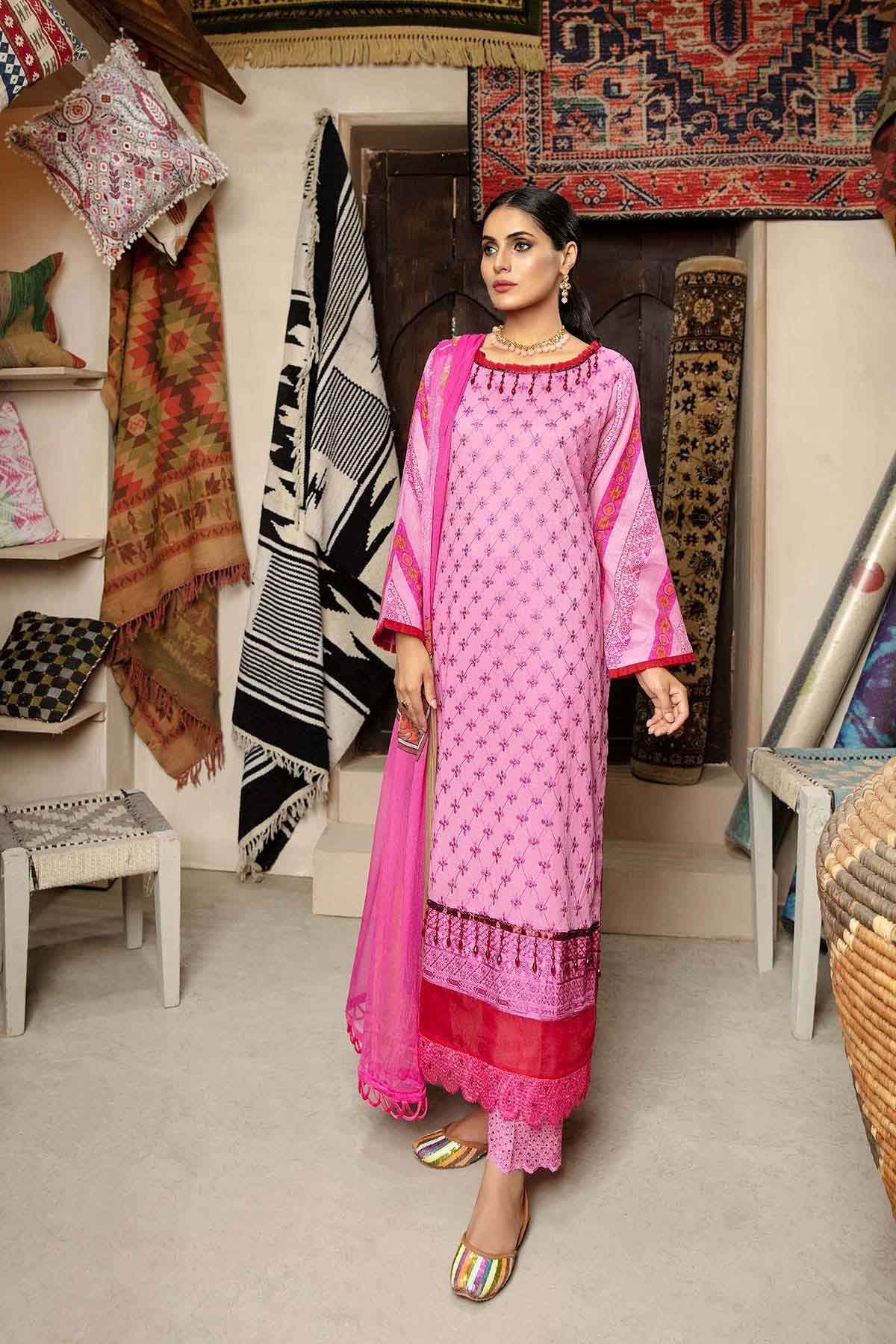 Bin Rashid Lawn Chikankari Pakistani Pink Suits Collection