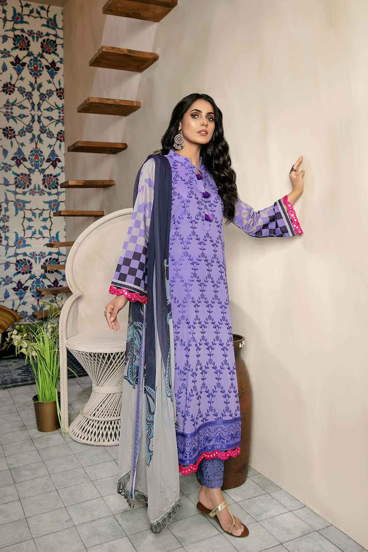 Bin Rashid Lawn Chikankari Pakistani Purple Suit Collection