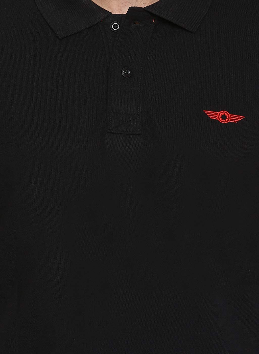 Black Slim Fit Polo Neck T-Shirt with collar for Men - Stilento