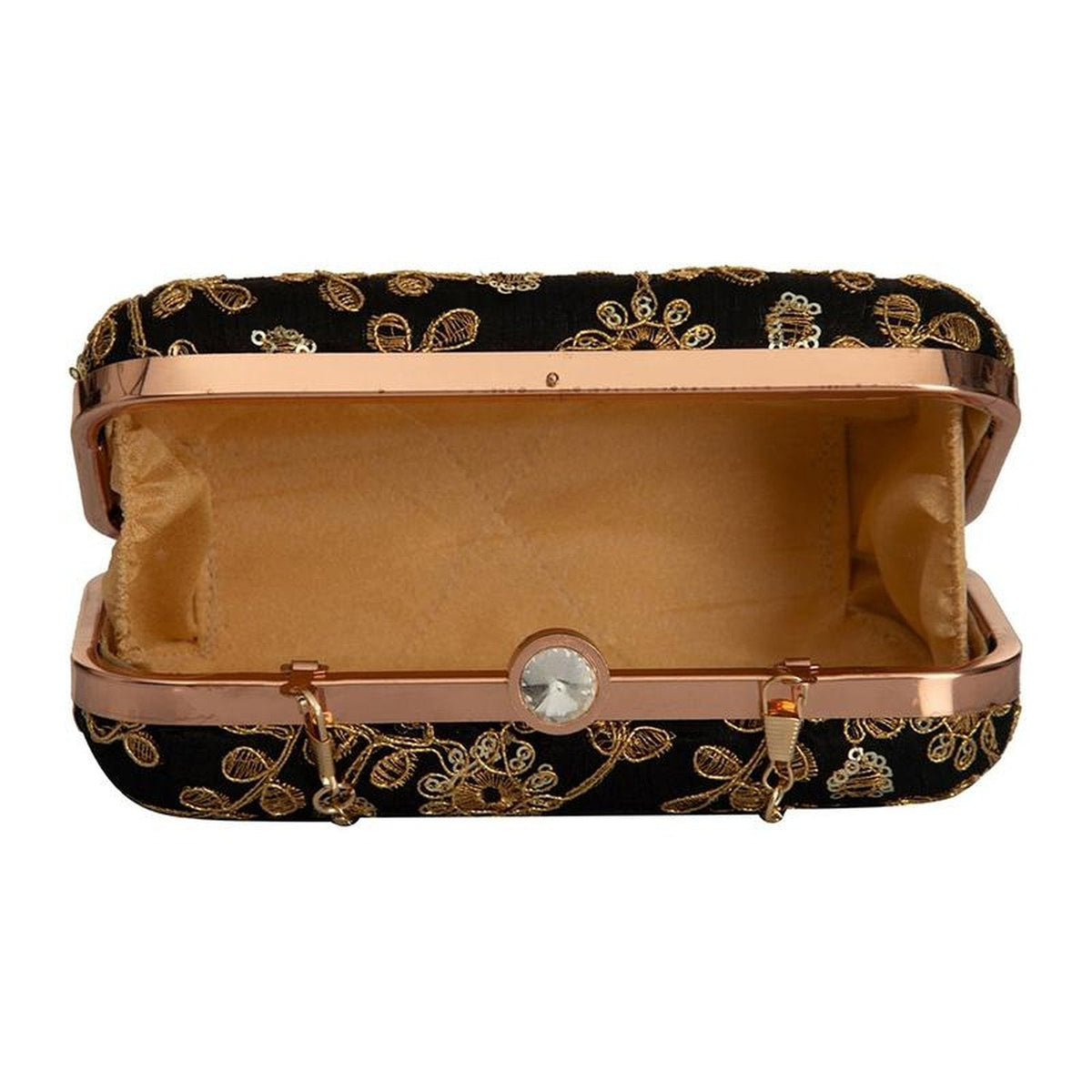 Black with Golden Embroidery Party wear Designer Women Clutch