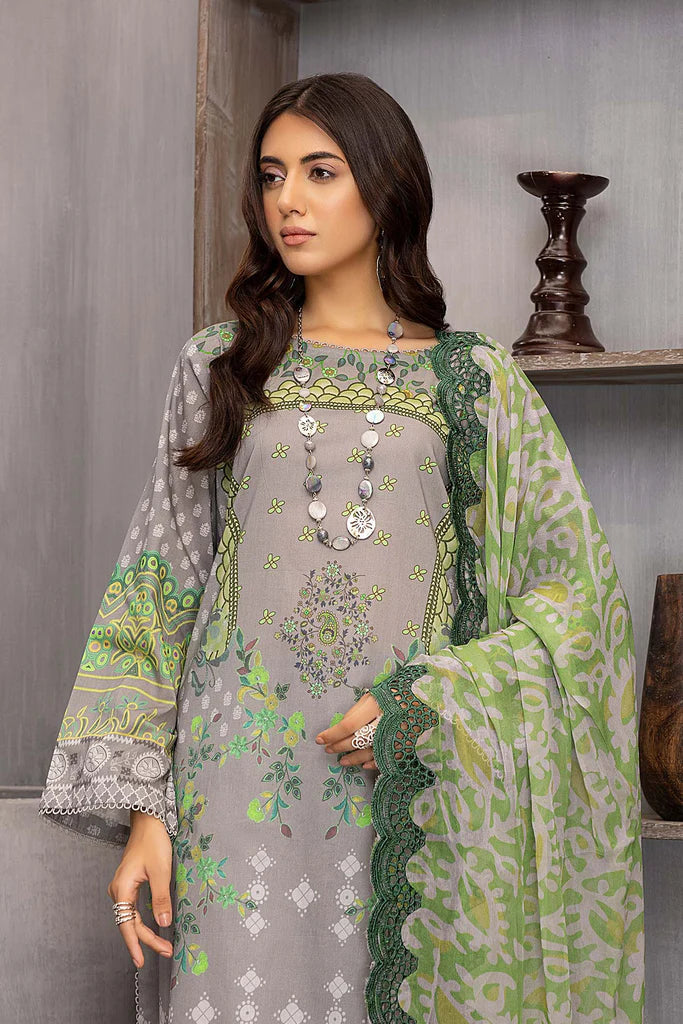Charizma Lawn Printed Unstitched Suit with Chiffon Dupatta