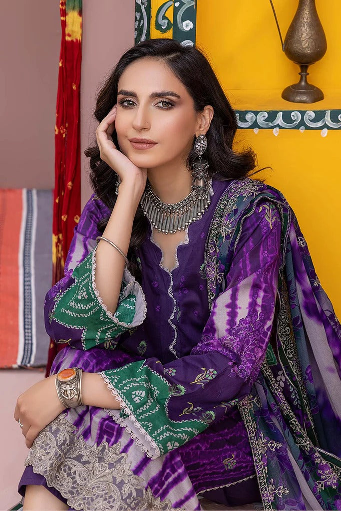 Charizma Unstitched Pakistani Lawn Suit With Chiffon Dupatta